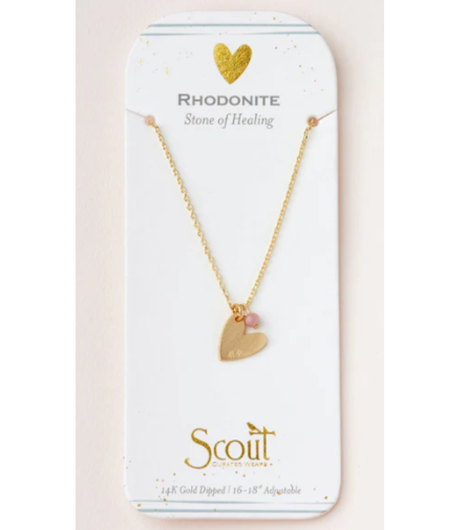 Scout Stone Intention Charm Necklace - Rhodonite/Gold
