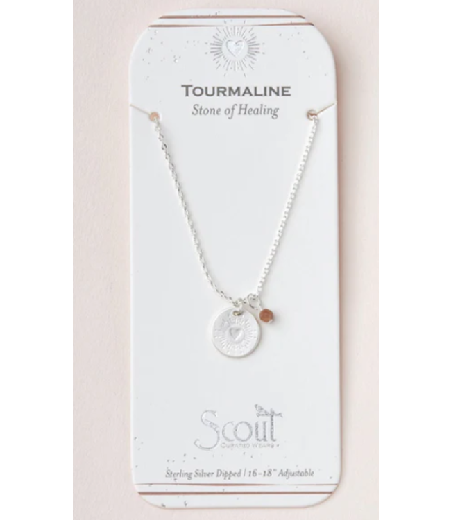 Scout Stone Intention Charm Necklace - Tourmaline/Silver