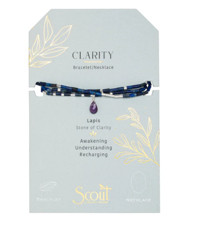 Scout Teardrop Stone Wrap Lapis/Amethyst/Silver - Stone of Clarity
