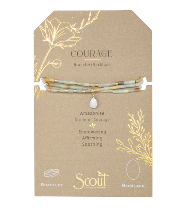 Scout Teardrop Stone Wrap Amazonite/Howlite/Gold - Stone of Courage