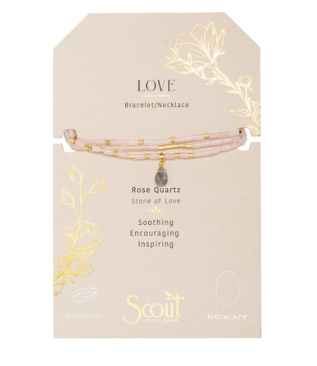 Scout Teardrop Stone Wrap Rose Quartz/Gold - Stone of Love