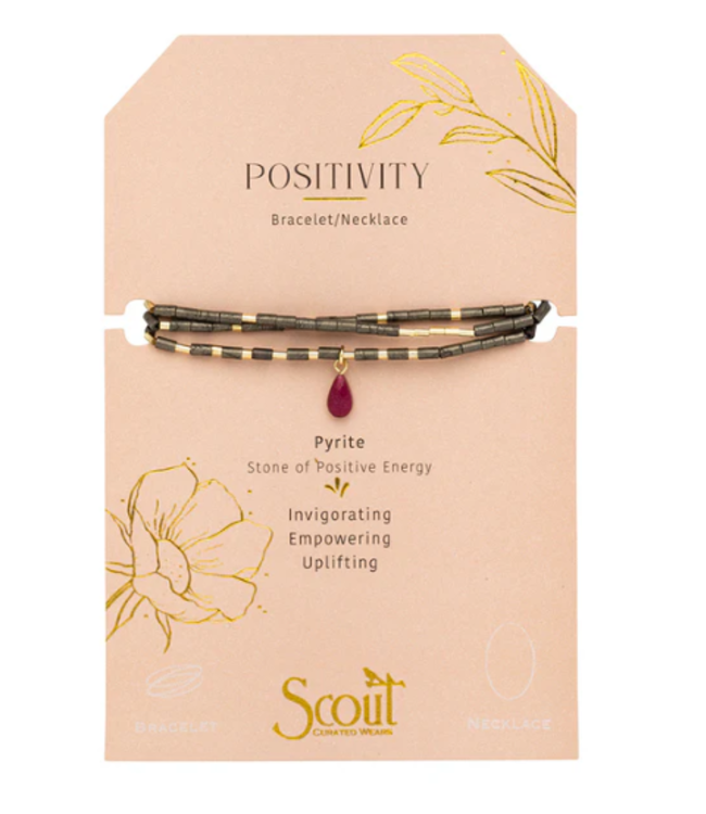 Scout Teardrop Stone Wrap - Pyrite/Fuchsia/Gold - Stone of Positive Energy