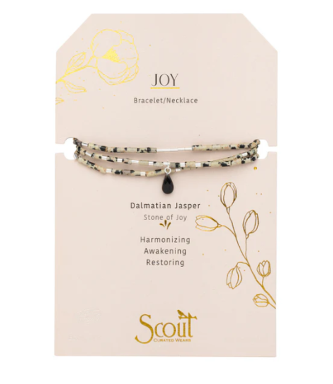 Scout Teardrop Stone Wrap - Dalmatian Jasper/Obsidian/Silver - Stone of Joy