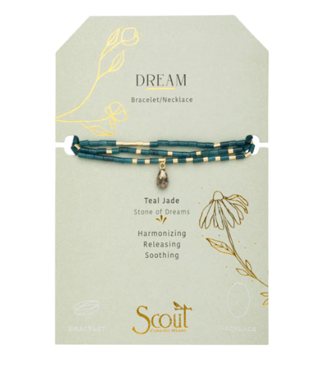 Scout Teardrop Stone Wrap - Teal Jade/Pyrite/Gold - Stone of Dreams