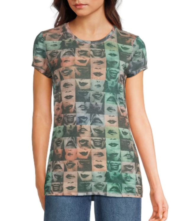 Guess Checkered Lips Sub Tee