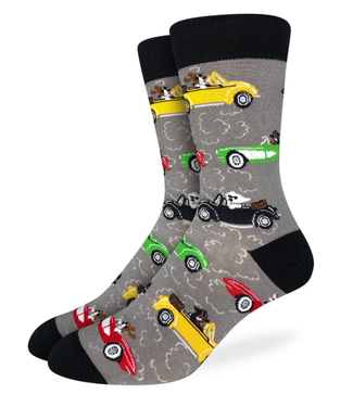 Good Luck Men's Dogs Driving Cars Socks - Size 7-12