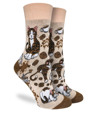 Good Luck Sock Women's Coffee Cats - Size 5-9