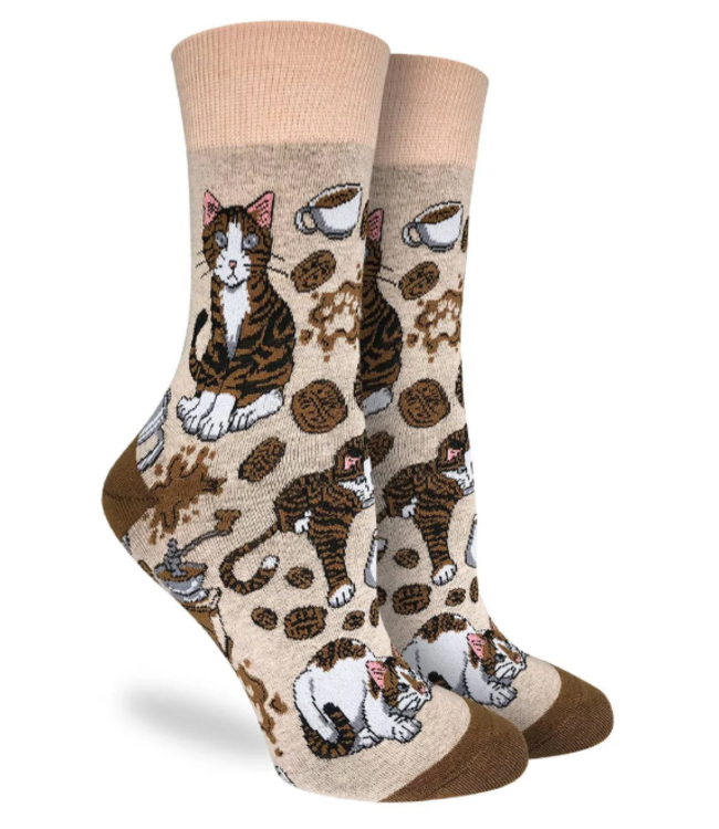 Good Luck Sock Women's Coffee Cats - Size 5-9
