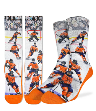 Good Luck Socks Men's Hockey Players Orange Socks - Size 8-13