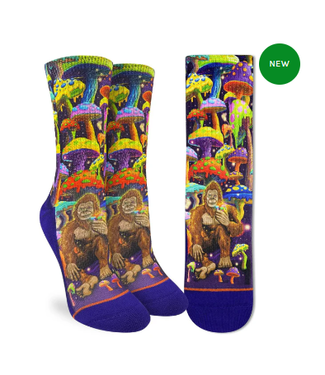 Good Luck Socks Men's Bigfoot Eating Mushrooms Socks - Size 8-13