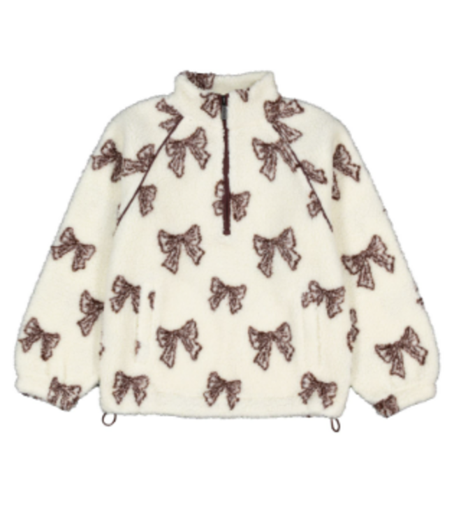 Silver Girl's Half Zip Bow Sherpa