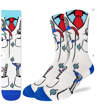 Good Luck Men's Doctor's White Coat Socks - Size 8-13