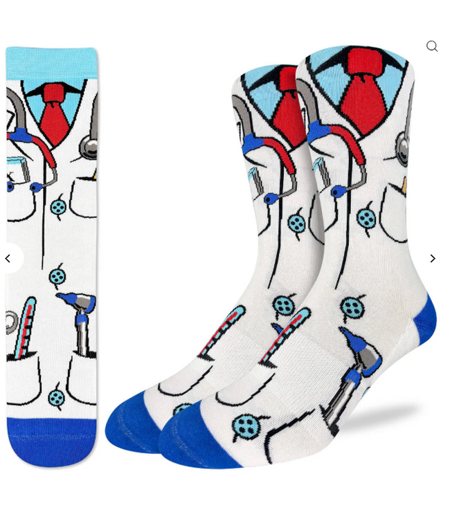 Good Luck Men's Doctor's White Coat Socks - Size 8-13