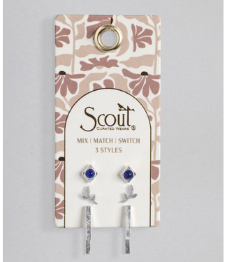 Scout Scout Stud Trio Ear Jacket Set- Leaf/Lapis/Silver