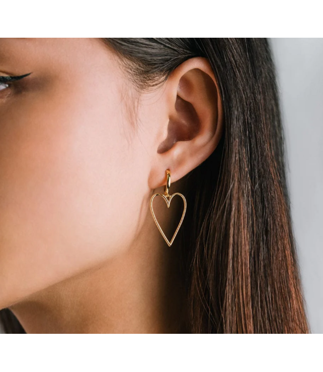 Lover's Tempo Lovestruck Heart Hoop Earrings - Gold