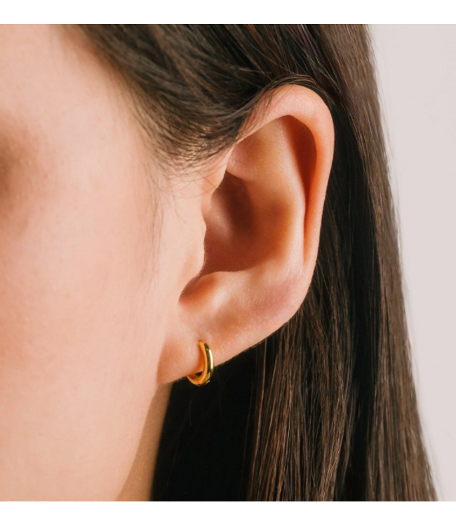 Lover's Tempo Tube 15mm Hoop Earrings - Gold