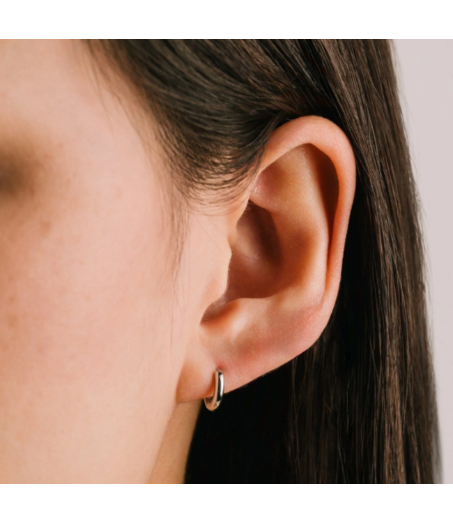 Lover's Tempo Tube 15mm Hoop Earrings - Silver