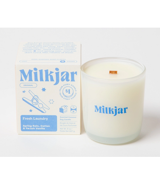 Milk Jar Milk Jar Fresh Laundry - Rain, Cotton & Vanilla Coco Soy 8oz Candle