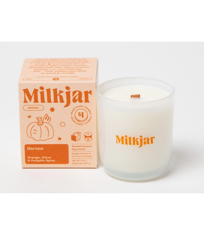 Milk Jar Harvest - Orange, Clove & Pumpkin Spice Soy 8oz Candle