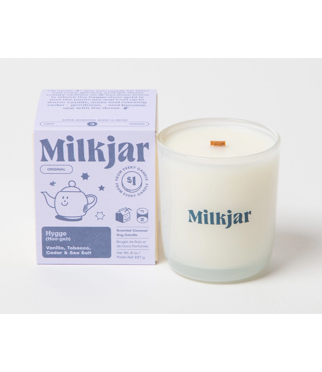 Milk Jar Hygge - Vanilla, Tobacco & Cedar Coconut Soy 8oz Candle