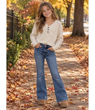 Silver Silver Girl's Thermal Knit Henley