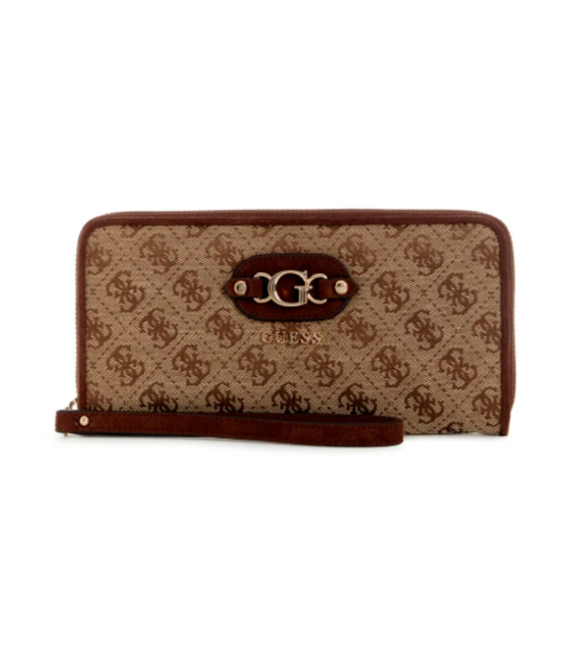 Guess Samantha Large Zip Around Wallet - Latte Logo