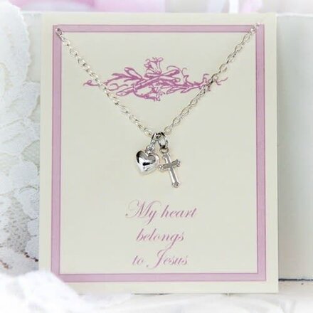 Collectables America RH-10 Heart/Cross Belong Necklace {Silver Rhodium}