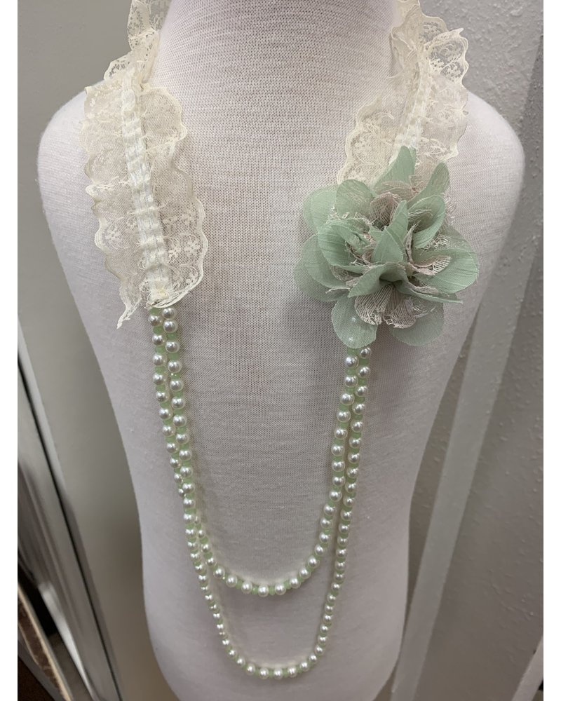 M.L. Kids Lace Necklace W/ Flowers & Pearls {2 Color Options}