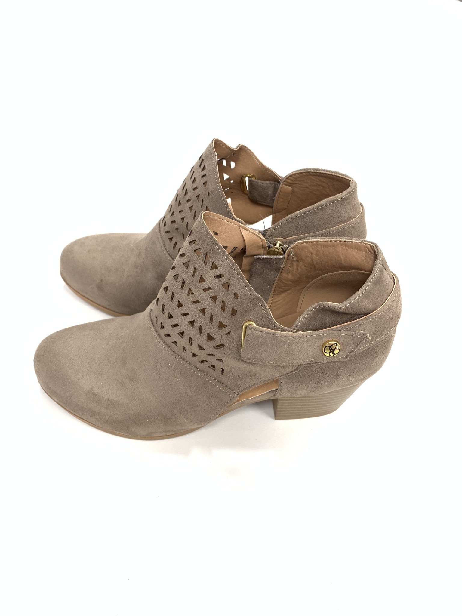 flat taupe booties