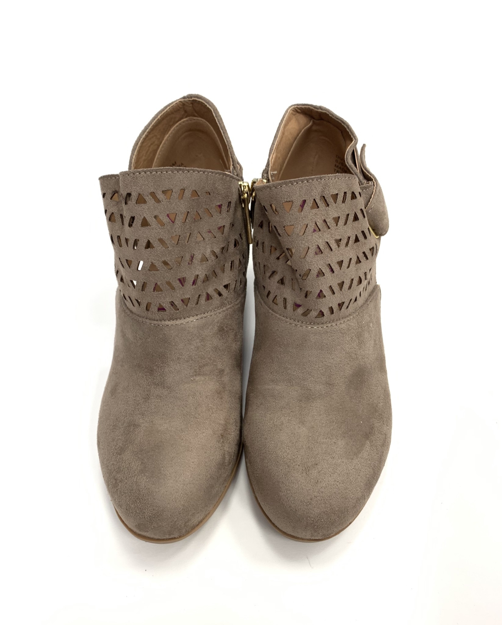 flat taupe booties