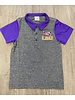 College Cool LSU Dry Fit Polo Shirts {Grey w/ Purple Sleeves}