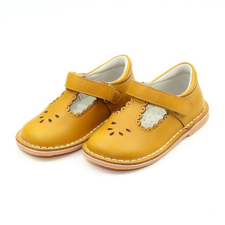 Angie Scalloped T-Strap MJ ~ Mustard