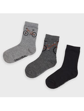 Mayoral Bicycle 3 Pk Socks {Grey/Black}