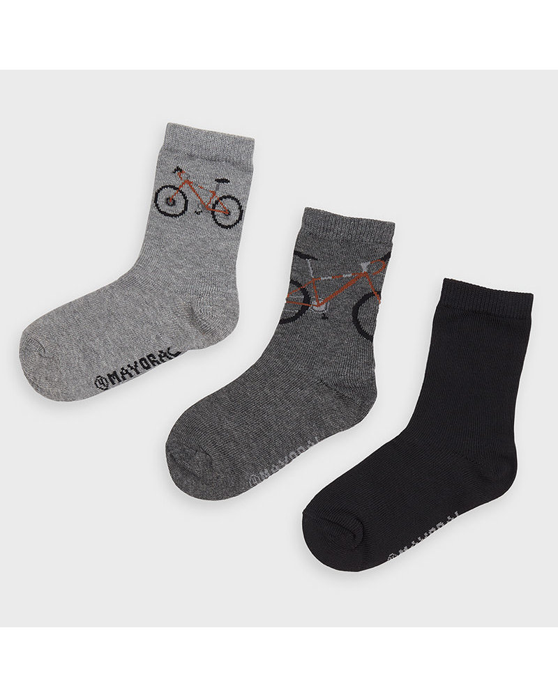 Mayoral Bicycle 3 Pk Socks {Grey/Black}
