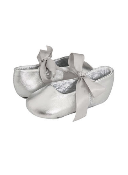 Baby Deer Sabrina Leather Ballet Flats - Crib {Silver}