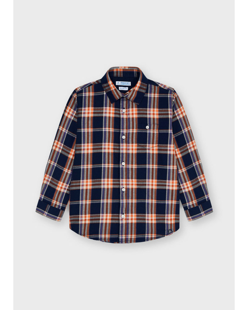 Large Plaid Shirt {Navy/Orange} F21 