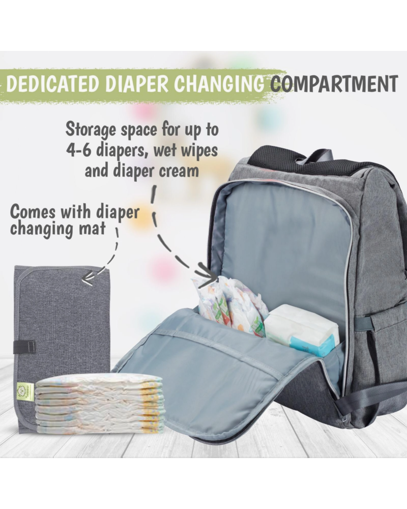 KeaBabies Explorer Diaper Backpack {Classic Gray}