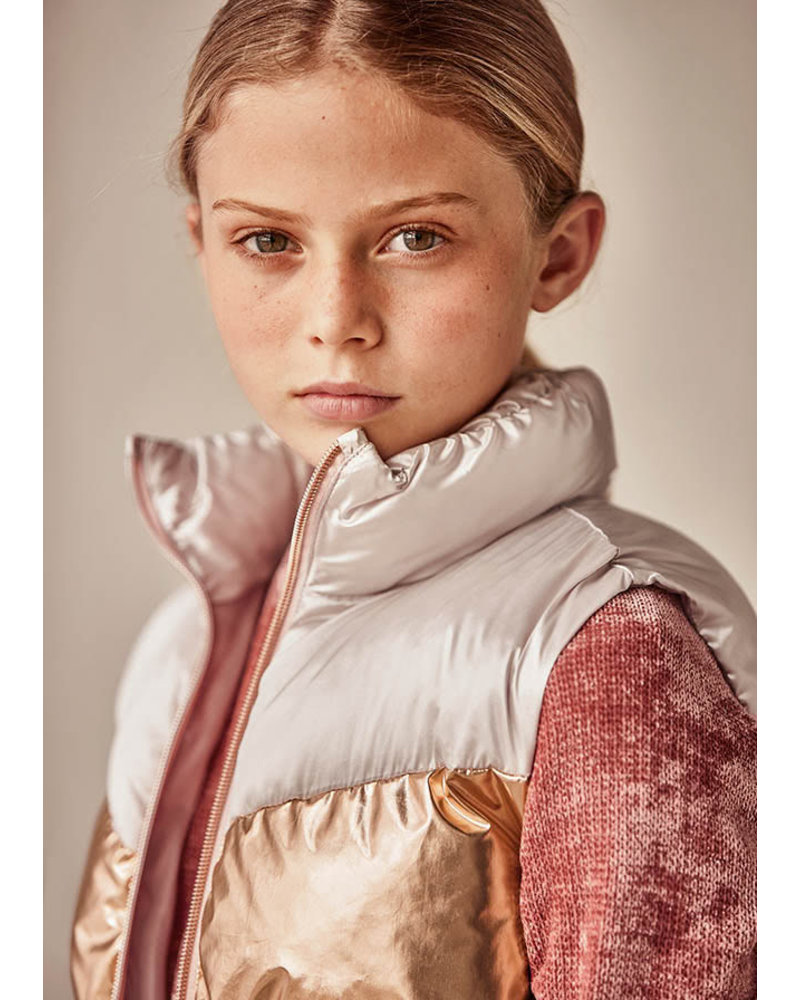 Mayoral Padded Vest Tween {Pink/Rose Gold/Ivory}