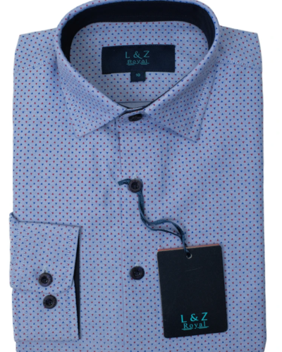 5641 L/S Dress Shirts {Steel Blue Triangle} - Ethan's Closet