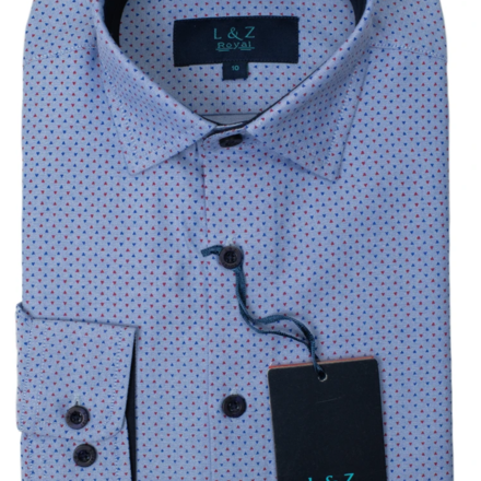L/S Dress Shirts {Steel Blue Multi Triangle}