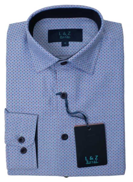 L/S Dress Shirts {Steel Blue Multi Triangle}