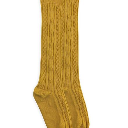 Cable Knit Tall Socks {Mustard}