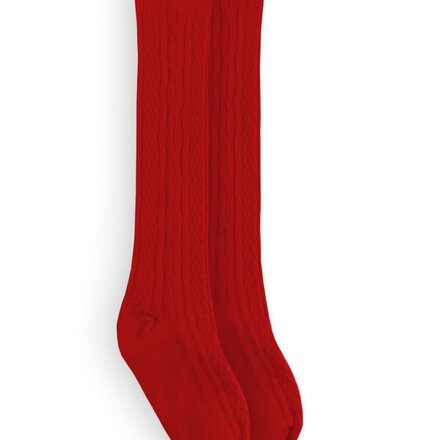 Cable Knit Tall Socks {Red}