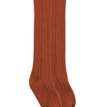 Cable Knit Tall Socks {Rust}