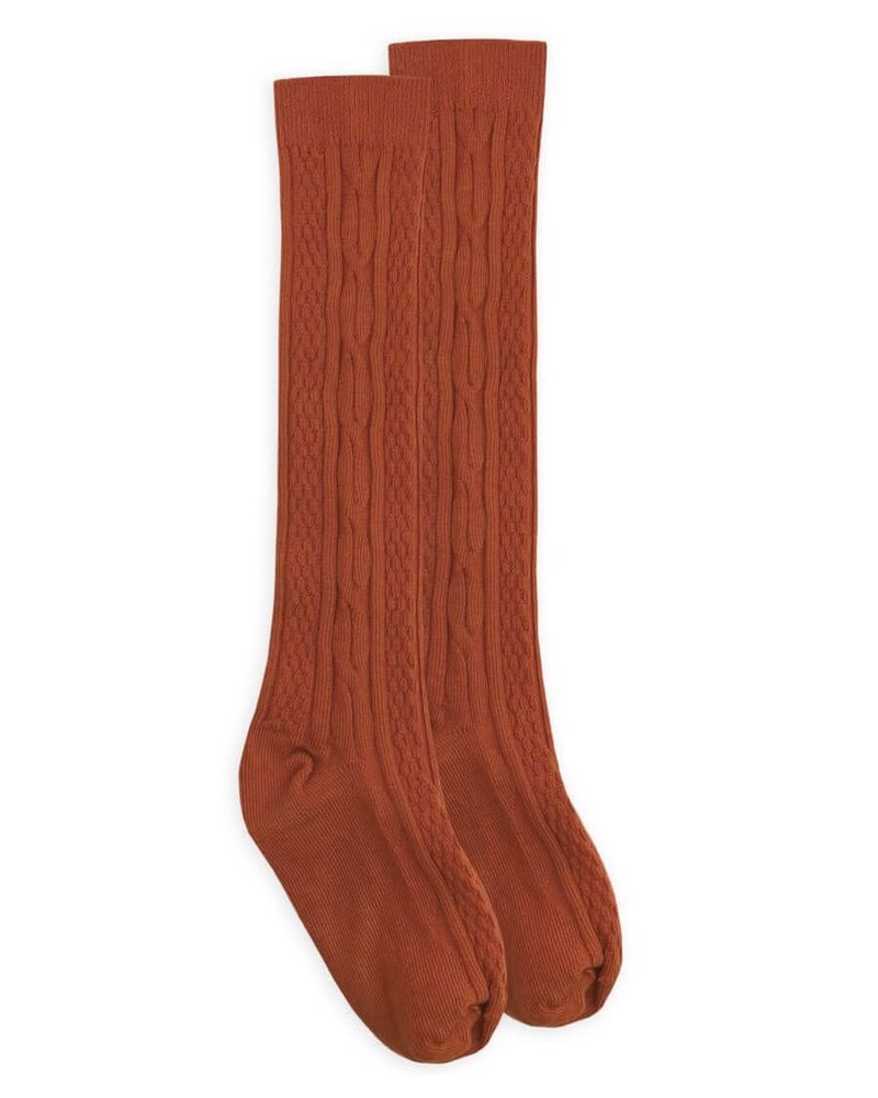 Cable Knit Tall Socks {Rust}