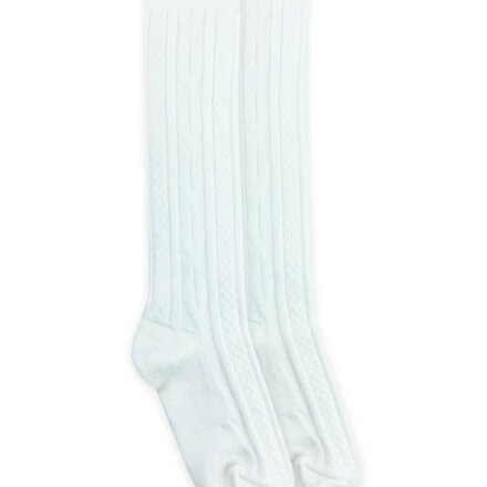Cable Knit Tall Socks {White}