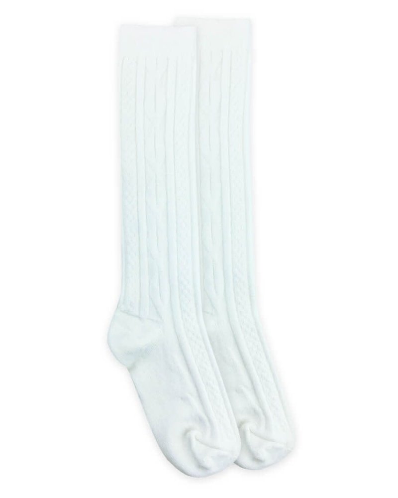 Cable Knit Tall Socks {White}