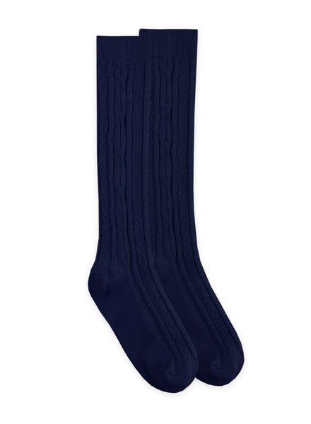 Cable Knit Tall Socks {Navy}