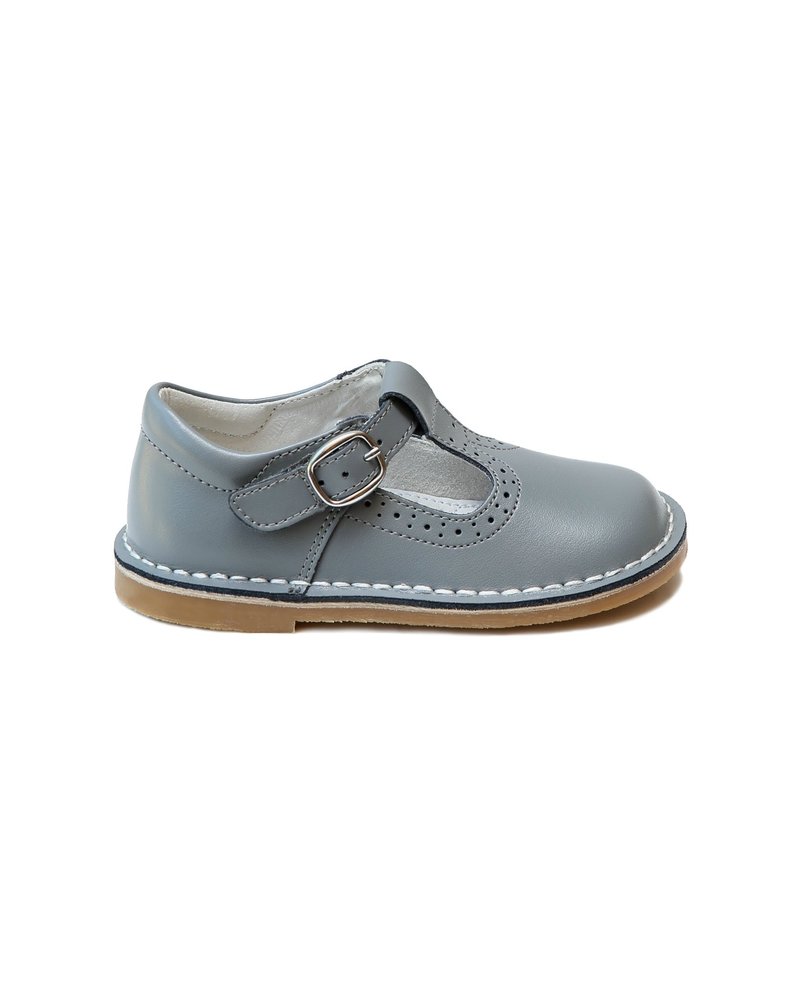 F-526GY Frances Perforated T-Strap MJ {Grey}