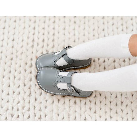 F-526GY Frances Perforated T-Strap MJ {Grey}